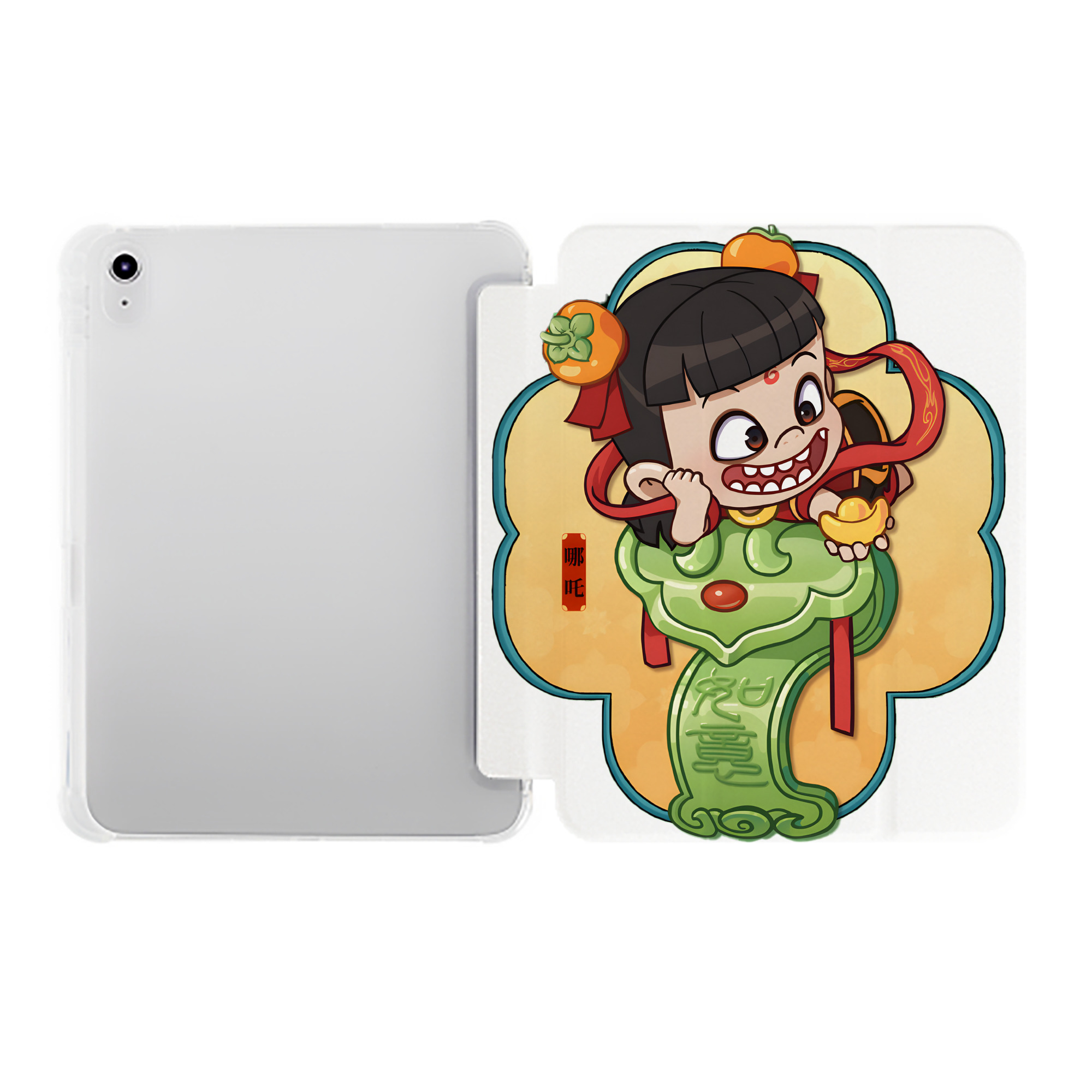 （画像用） Ne Zha 2 ナタ 魔童の大暴れ IPad ケース ペン収納付き 三つ折りスタンド PUレザー×シリコン 対応機種9.5/10.5/10.9インチ
